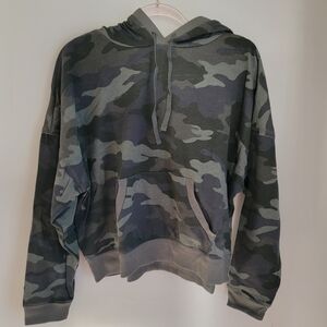 Lucky Brand Women's Camo Pullover Hoodie in Olive and Gray